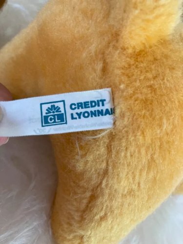 22 ⚜️ Ancienne Peluche Mascotte Le Lion Jaune LCL Crédit Lyonnais Ajena Vintage