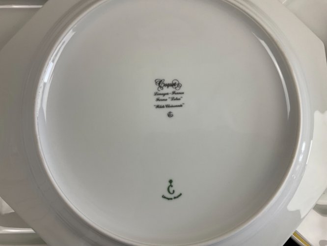 22 grande assiettes porcelaine de limoges COQUET modèle lotus filets cloisonnés