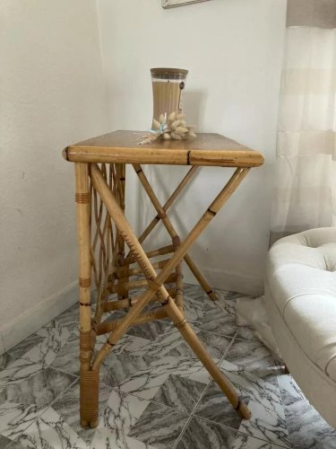 22 ⚜️ Jolie Sellette Bureau en Osier Rotin Vintage