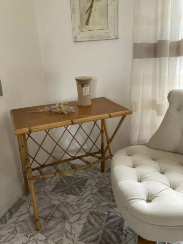 22 ⚜️ Jolie Sellette Bureau en Osier Rotin Vintage