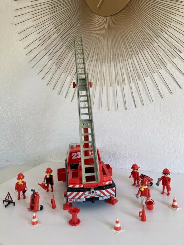 22⚜️ Jouet Camion de Pompier Playmobil Réf 1739 Avec Figurines 1981 Vintage