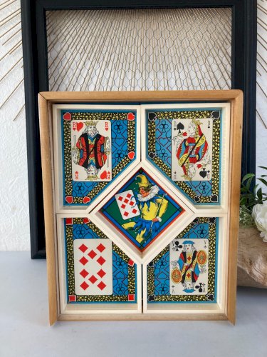 225⚜️ Ancien Jeu De Société Jeu du Nain Jaune - Boîte en Bois avec Jetons