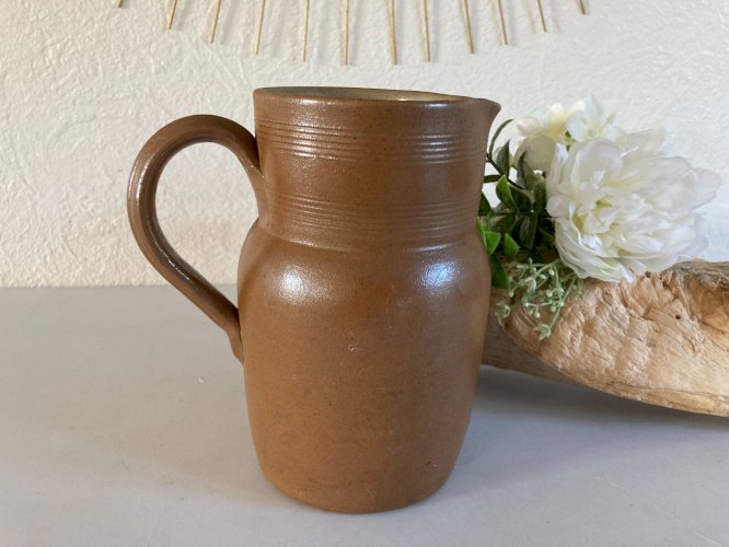 225⚜️ Ancien Pichet Broc Cruche en Grès du Berry Fait Main Made In France