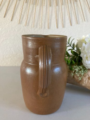 225⚜️ Ancien Pichet Broc Cruche en Grès du Berry Fait Main Made In France