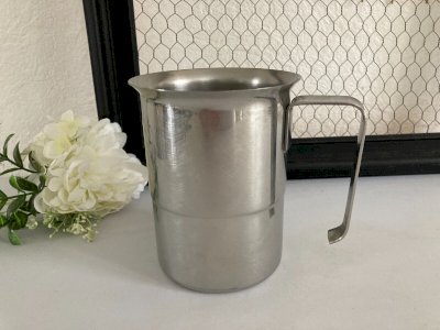 225⚜️ Antique Pitcher Dining Jug in Stainless Steel France 1 L Vintage Height 14 Cm