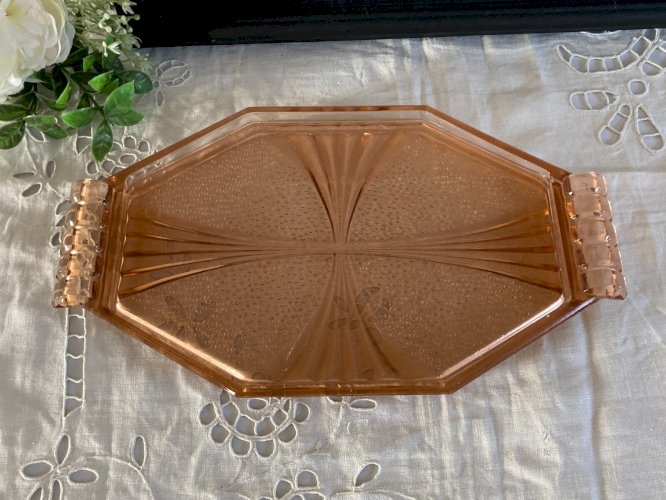 225⚜️ Ancien Plateau Déco Plat de Service à Liqueur Long 32 Cm Made In France