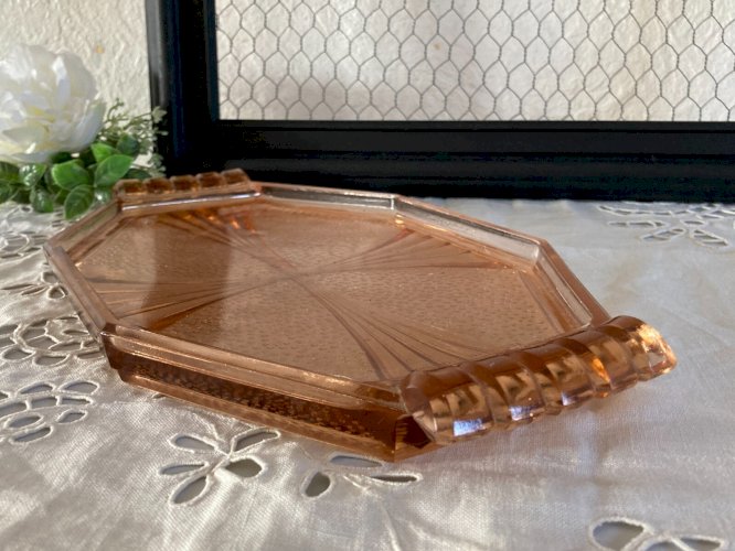 225⚜️ Ancien Plateau Déco Plat de Service à Liqueur Long 32 Cm Made In France