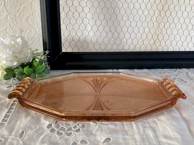 225⚜️ Ancien Plateau Déco Plat de Service à Liqueur Long 32 Cm Made In France