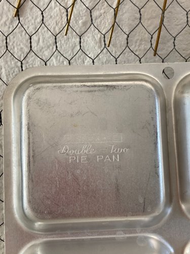 225⚜️ Ancien Plateau Double - Two Pie Pan en Aluminium Mirroware Vintage