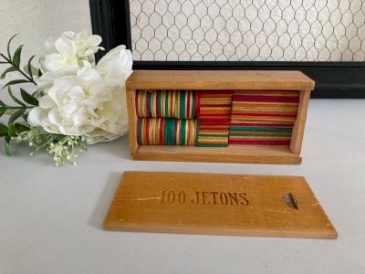 225⚜️ Old Box Wooden Tokens Board Games Bazar of the City Hall Paris