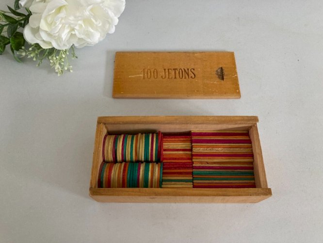 225⚜️ Ancienne Boite Bois Jetons Jeux de Société Bazar de L'hôtel de Ville Paris