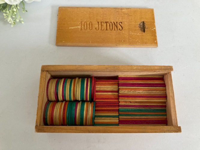 225⚜️ Ancienne Boite Bois Jetons Jeux de Société Bazar de L'hôtel de Ville Paris