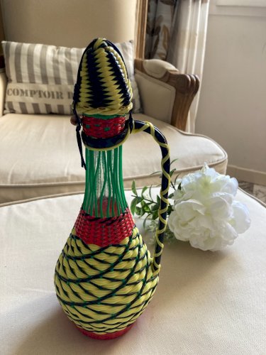 225⚜️ Ancienne Bouteille en Verre Scoubidou Vintage Hauteur 29 Cm