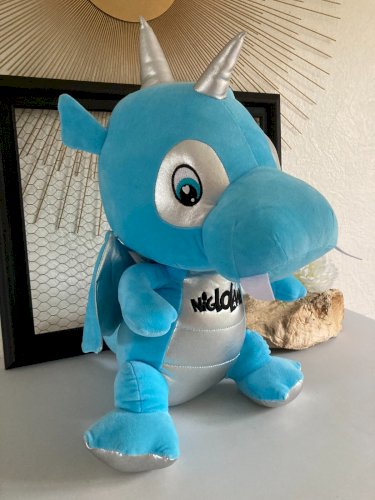 225⚜️ Grande Peluche Doudou Dragon Bleu Du Parc Nigloland Hauteur 50 Cm Neuve
