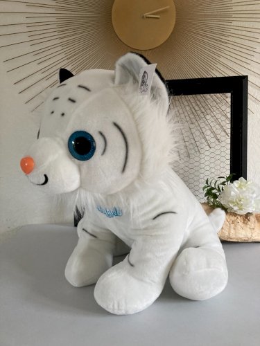 225⚜️ Grande Peluche Doudou Le Tigre Blanc Du Parc Nigloland Hauteur 45 Cm Neuve
