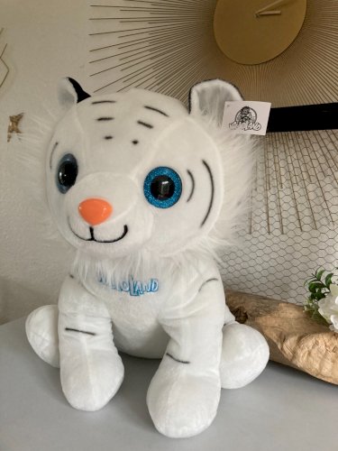 225⚜️ Grande Peluche Doudou Le Tigre Blanc Du Parc Nigloland Hauteur 45 Cm Neuve