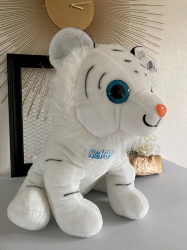 225⚜️ Grande Peluche Doudou Le Tigre Blanc Du Parc Nigloland Hauteur 45 Cm Neuve