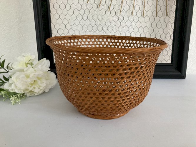225⚜️ Panier Corbeille à Papier, Cache Pot en Osier Vintage Hauteur 14 Cm