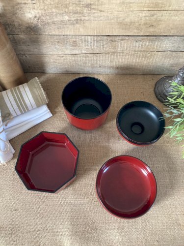 226⚜️ Ancien Ensemble Seau à Glaçons Avec Deux Coupelles en Bakélite Laqué