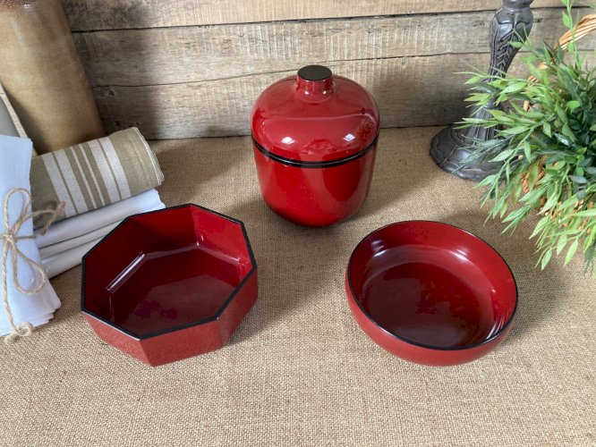 226⚜️ Ancien Ensemble Seau à Glaçons Avec Deux Coupelles en Bakélite Laqué