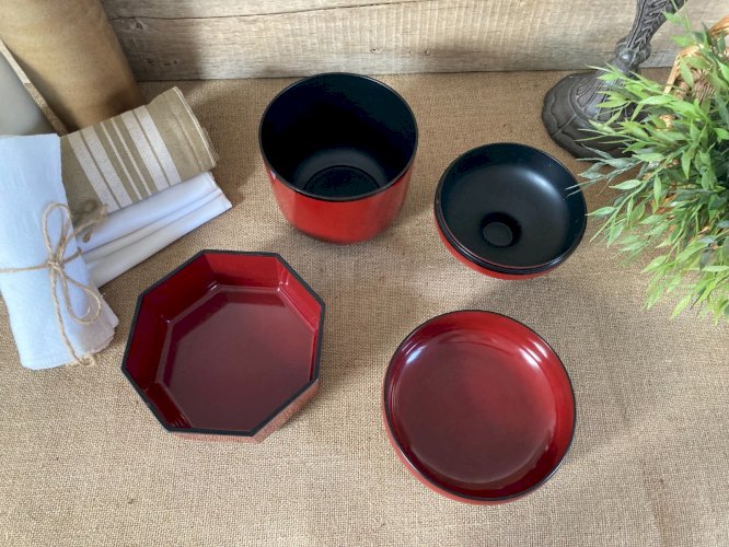 226⚜️ Ancien Ensemble Seau à Glaçons Avec Deux Coupelles en Bakélite Laqué