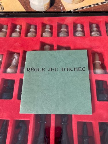 226⚜️ Ancien Jeu de Société Garnier Plateau 2 Jeux Damier-Échiquier Complet