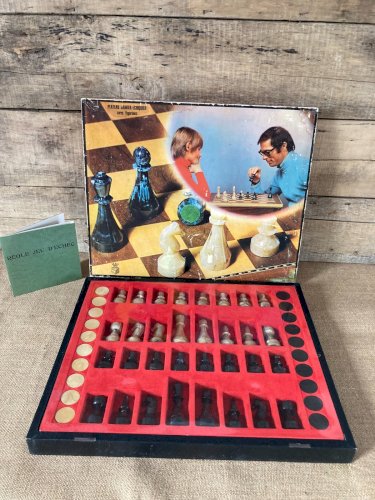 226⚜️ Ancien Jeu de Société Garnier Plateau 2 Jeux Damier-Échiquier Complet