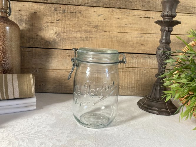 226⚜️ Déco Ancien Pot, Bocal en Verre Le Parfait Super 1 Litre Made In France