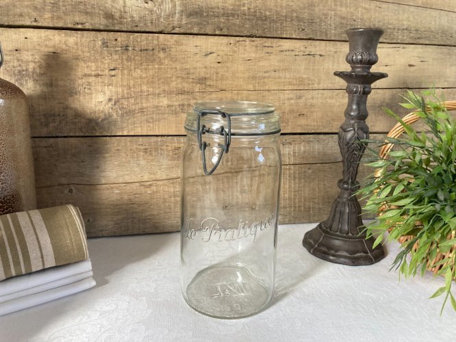226⚜️ Déco Ancien Pot, Bocal en Verre Le Pratique 1/2 Litre Hauteur 22 Cm