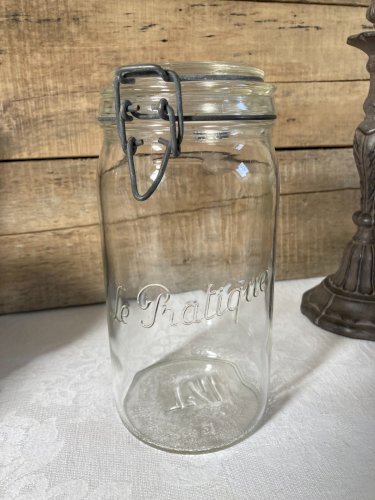 226⚜️ Déco Ancien Pot, Bocal en Verre Le Pratique 1/2 Litre Hauteur 22 Cm