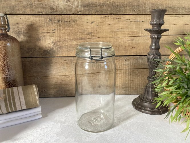 226⚜️ Déco Ancien Pot, Bocal en Verre Le Pratique 1/2 Litre Hauteur 22 Cm