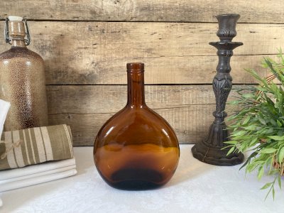 226⚜️ Vintage Glass Bottle Amber Color Height 22 Cm