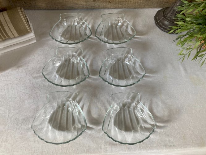 226⚜️ Déco Lot de 6 Coupelles Coquilles Saint Jacques Pyrex en Verre