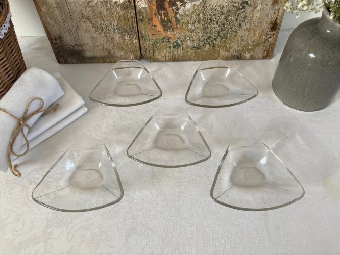 226⚜️ Petites Coupelles, Lot de 5 Petits Plats Individuel en Verre Pyrex Vintage