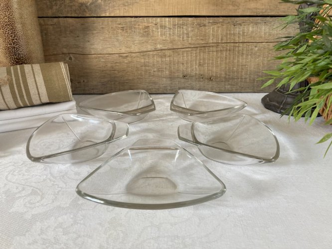 226⚜️ Petites Coupelles, Lot de 5 Petits Plats Individuel en Verre Pyrex Vintage