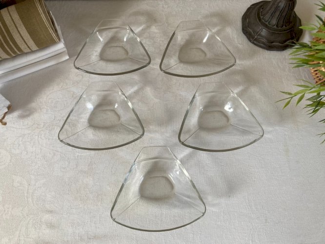 226⚜️ Petites Coupelles, Lot de 5 Petits Plats Individuel en Verre Pyrex Vintage