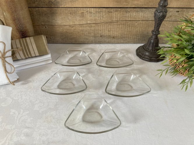 226⚜️ Petites Coupelles, Lot de 5 Petits Plats Individuel en Verre Pyrex Vintage