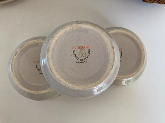 23 ⚜️ Ancienne Assiettes à Fondue Louisiane Faïence de St Amand France Vintage