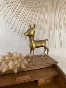 23 ⚜️ Vintage Brass Golden Doe Figurine Height 17 Cm
