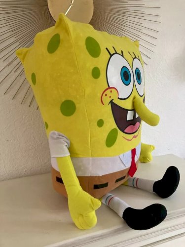 23 ⚜️  Géante Peluche Doudou Bob L'éponge Année 2007 Hauteur 60 Cm Assis