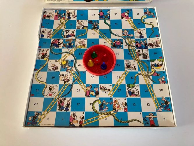 24⚜️ Ancien Jeu de Société MB Popeye Le Jeu des échelles et des Serpents 1979