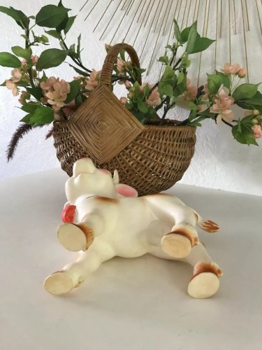 24⚜️ Ancien Jouet Grande Figurine Vache Delacoste Pouet Made In France Vintage