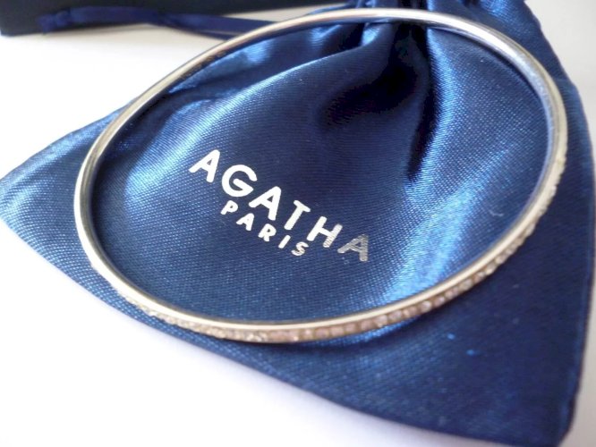 24⚜️ Bracelet Agatha Jonc en Argent 925 Avec Strass