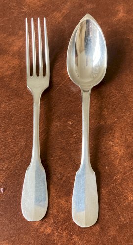 24 couverts - 12 cuillères 12 fourchettes - Christofle - Mess de l'escadron des cent gardes (?)