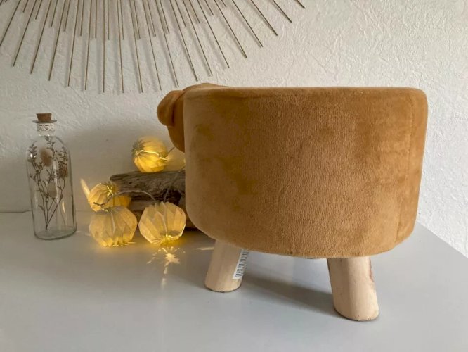 24 ⚜️  Tabouret en Peluche Pouf Pour Enfant Décor Ours Pieds en Bois