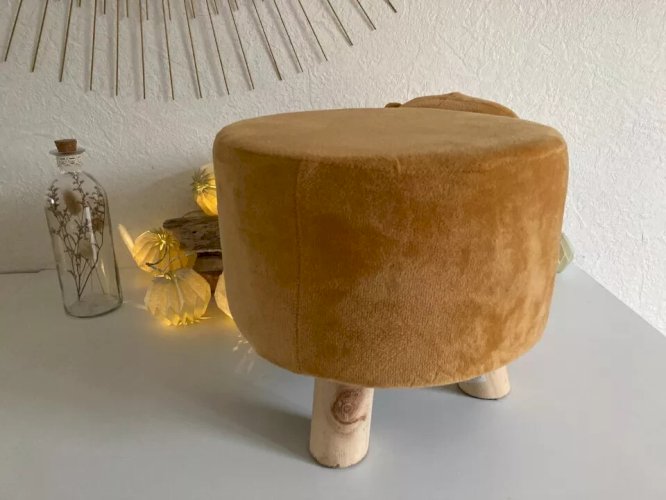 24 ⚜️  Tabouret en Peluche Pouf Pour Enfant Décor Ours Pieds en Bois