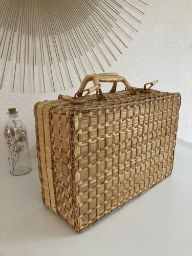 24⚜️ Valise Valisette en Osier Tressé Longueur 35 Cm