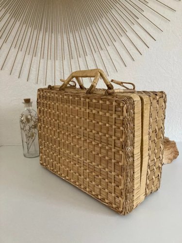 24⚜️ Valise Valisette en Osier Tressé Longueur 35 Cm