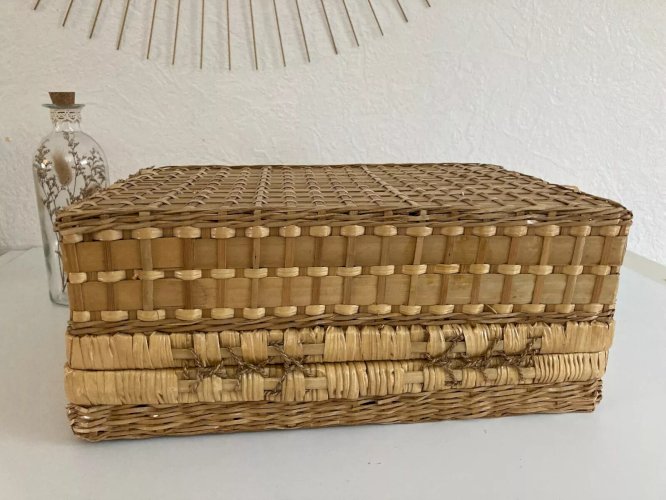 24⚜️ Valise Valisette en Osier Tressé Longueur 35 Cm