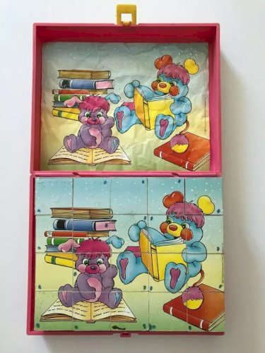 24⚜France Jouets Premier Jeu D'éveil Boite A Cubes 20 Cubes Popples Vintage 1987